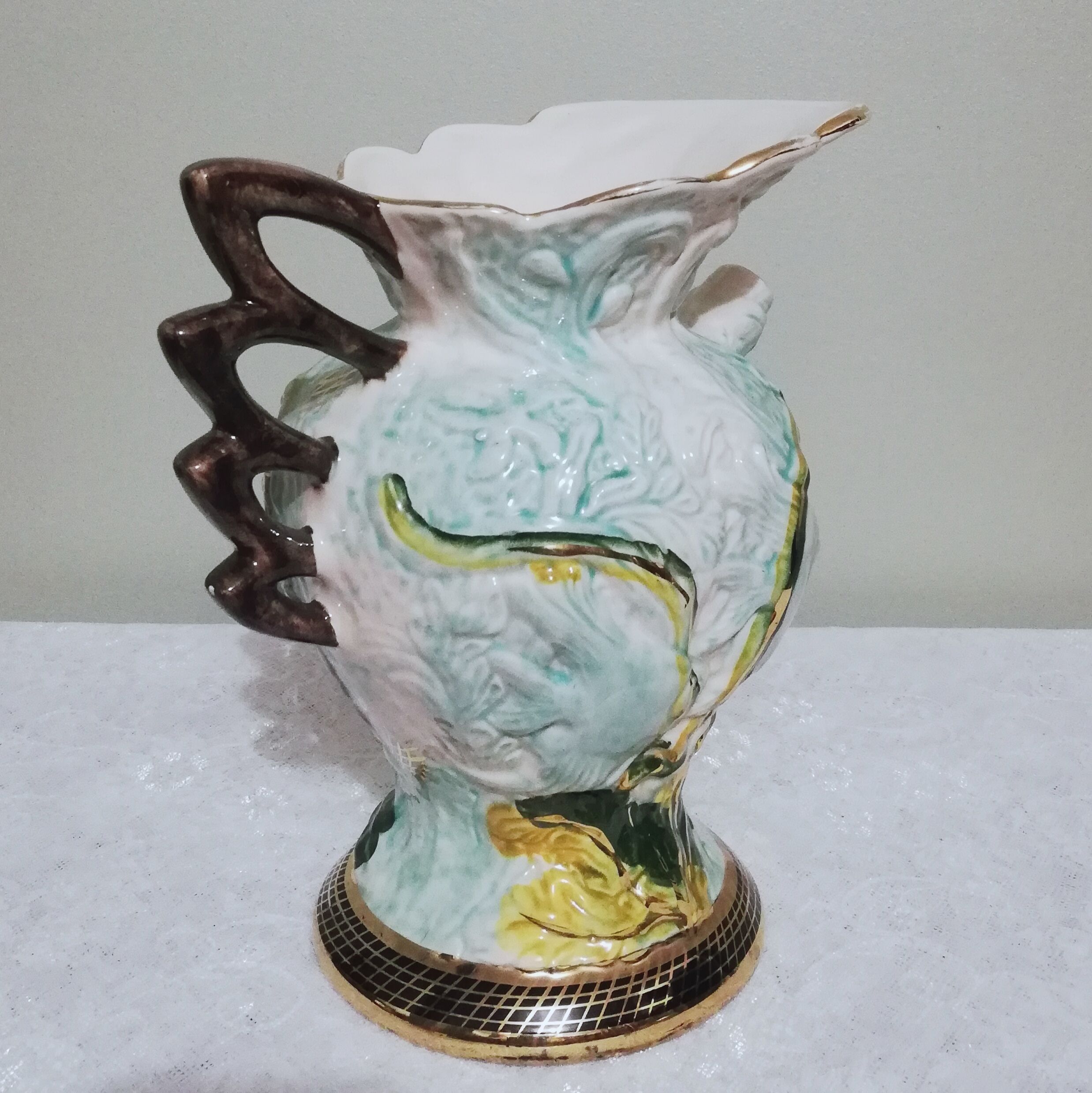 Ceramic pitcher vase signed Hubert Bequet