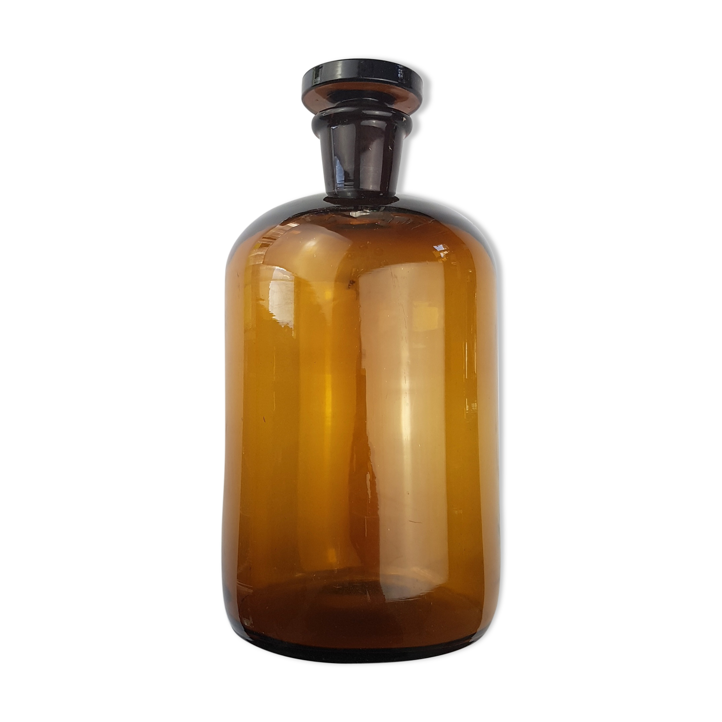 Former laboratory in amber glass bottle