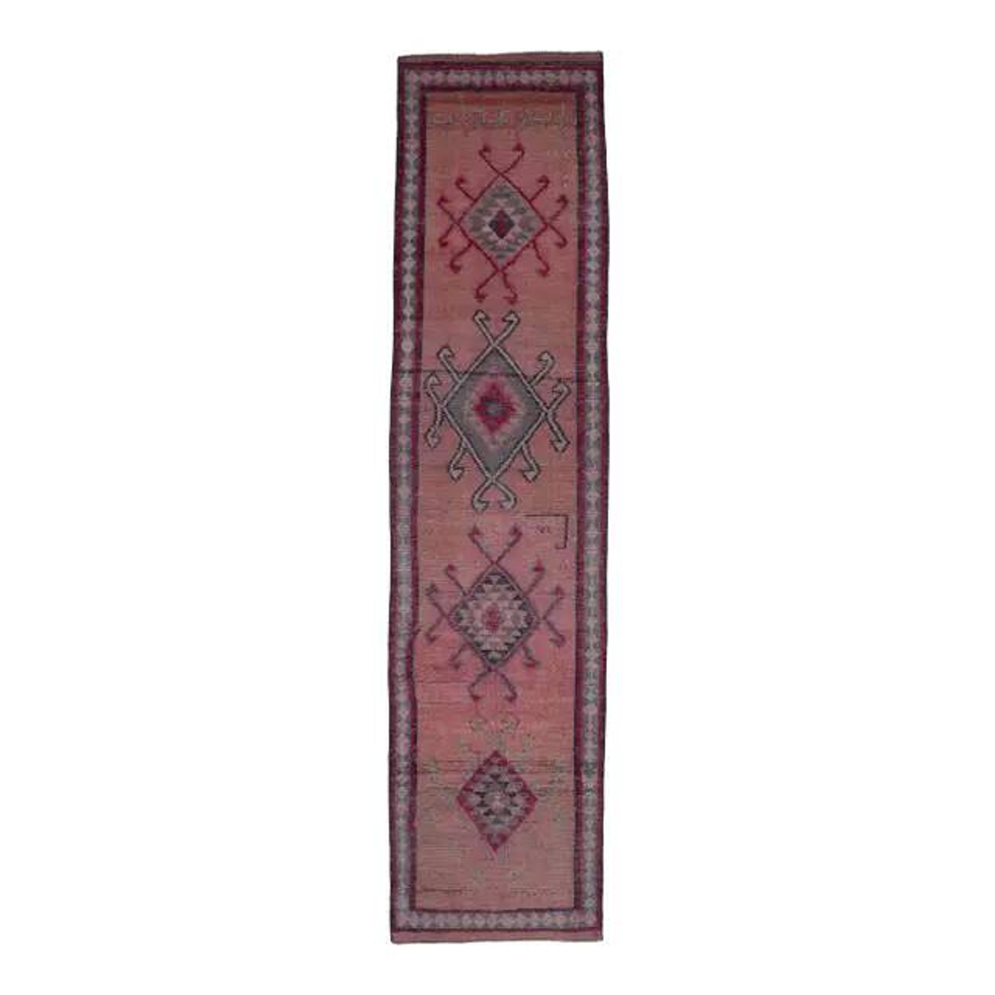 Vintage Turkish hand-knotted runner rug 84x353