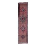 Vintage Turkish hand-knotted runner rug 84x353