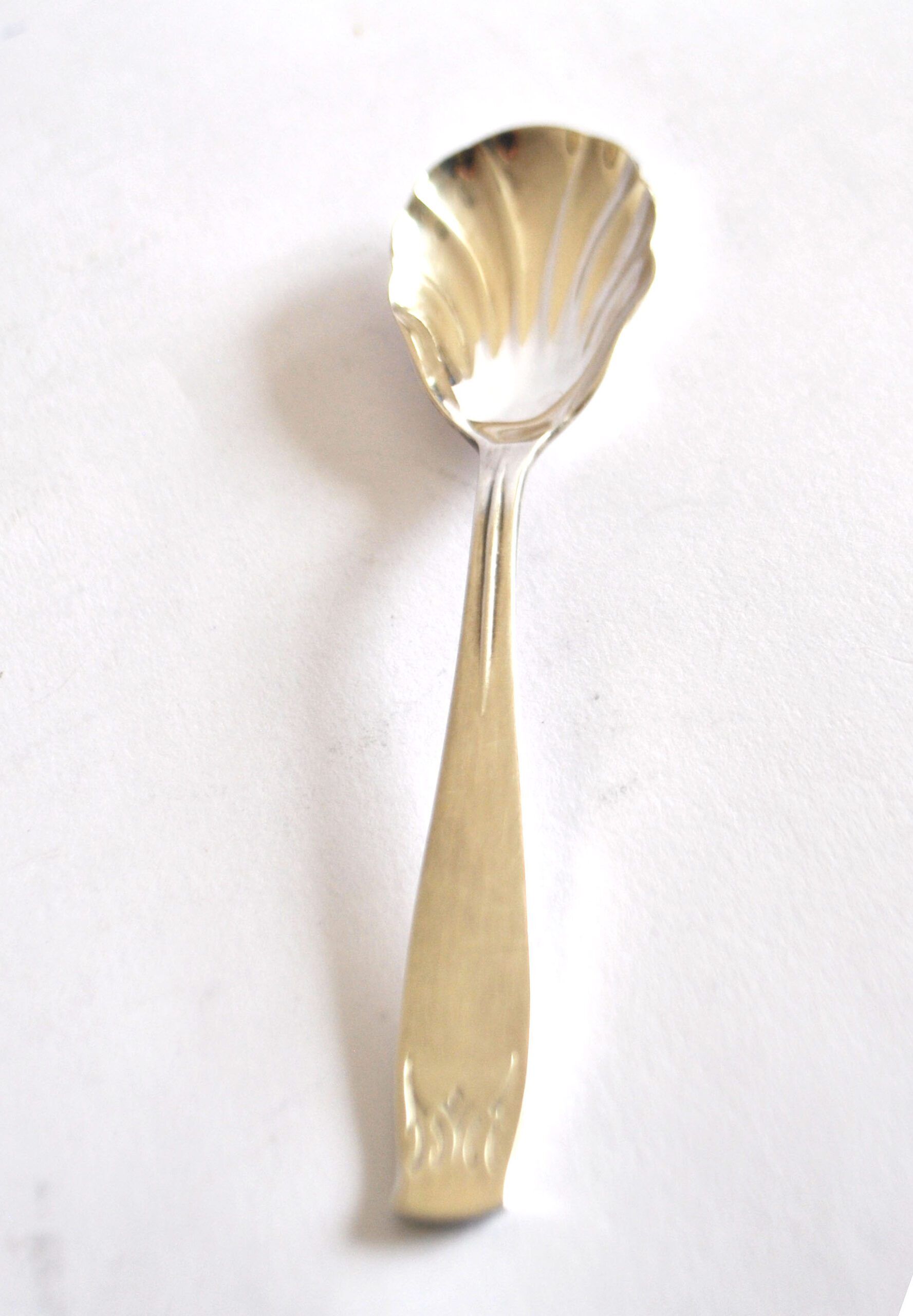 Vintage silver-plated sugar spoon Gulden Alsace shell design 15cm