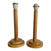 Pair of vintage I.M.T. wooden lamps from the 70s/80s.