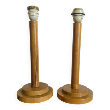 Paire de lampes vintage I.M.T. en bois années 70/80