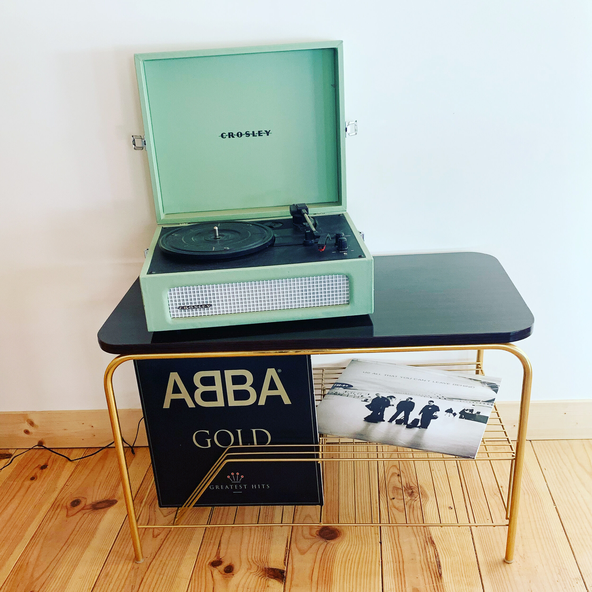 Meuble platine vintage et porte vinyles