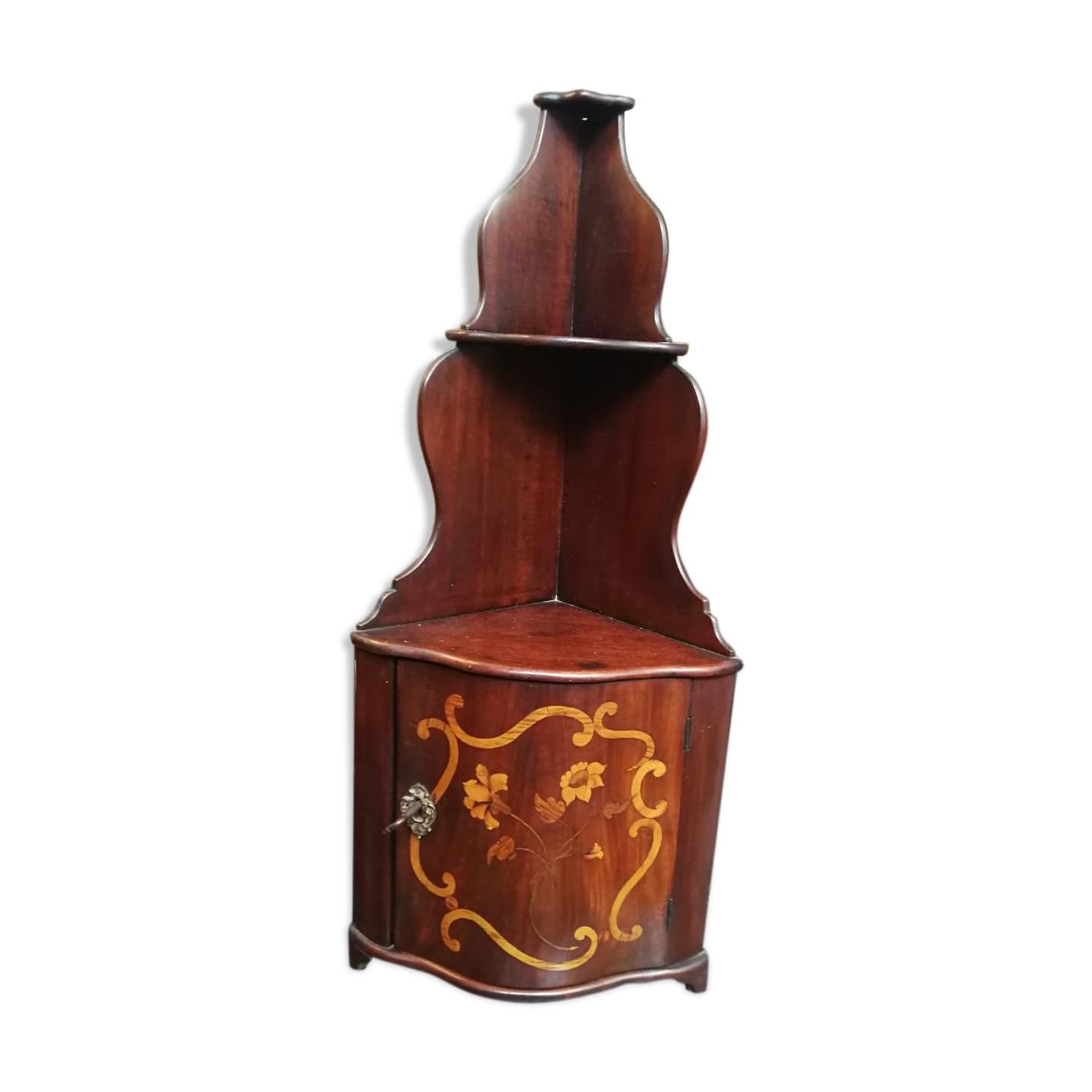 Shelf corner inlaid flowers XVIII
