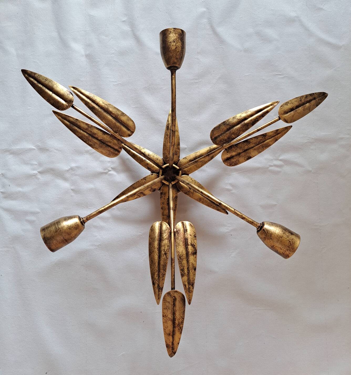 Plafonnier, applique feuille en métal doré