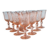 Service of ten arcopal rosaline glasses
