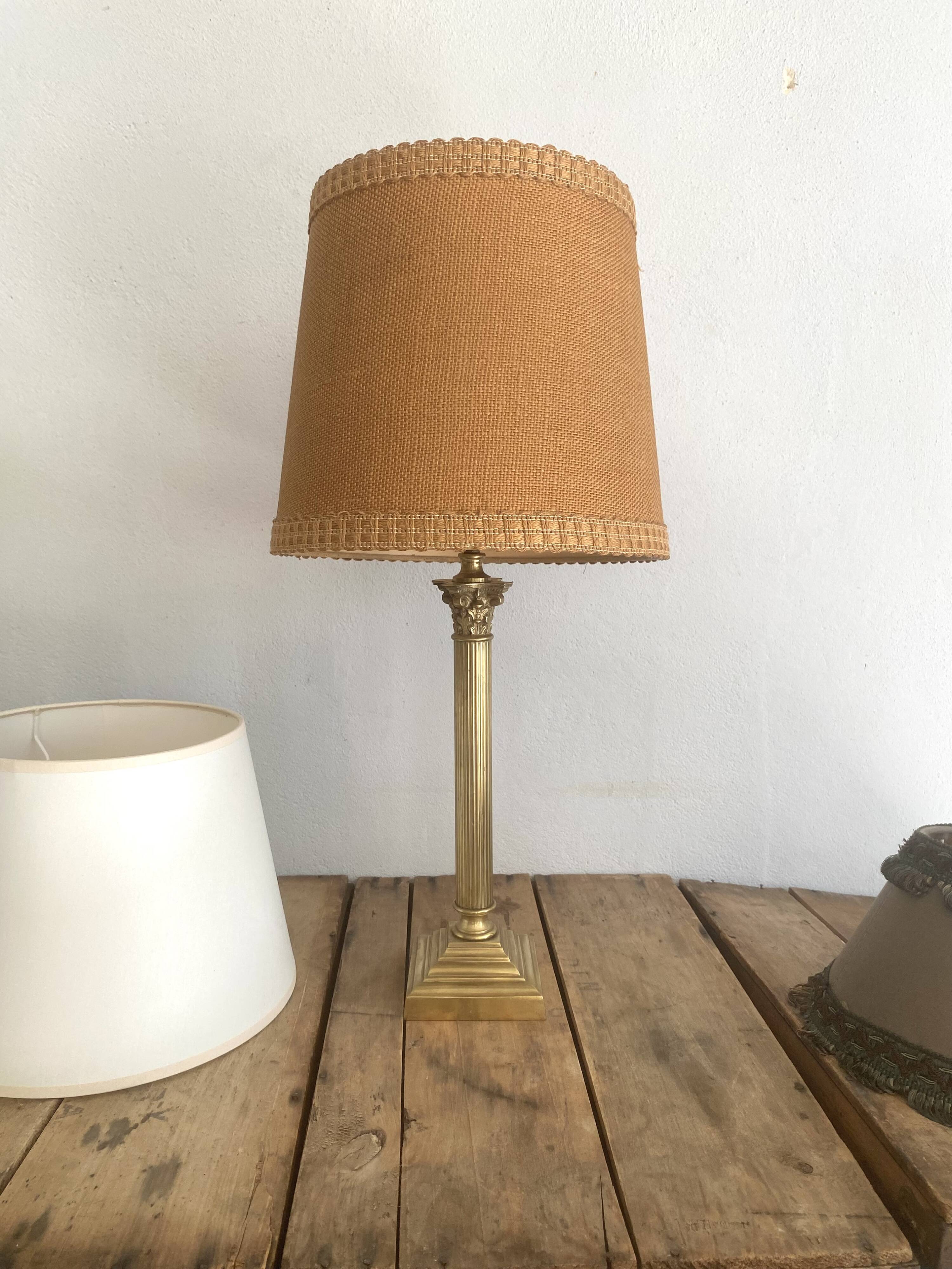 Neo classic bronze lamp foot, 2m fabric cable