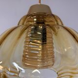 Vintage pendant lamp with amber glass shade
