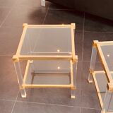 Paire de tables verre laiton circa 1970