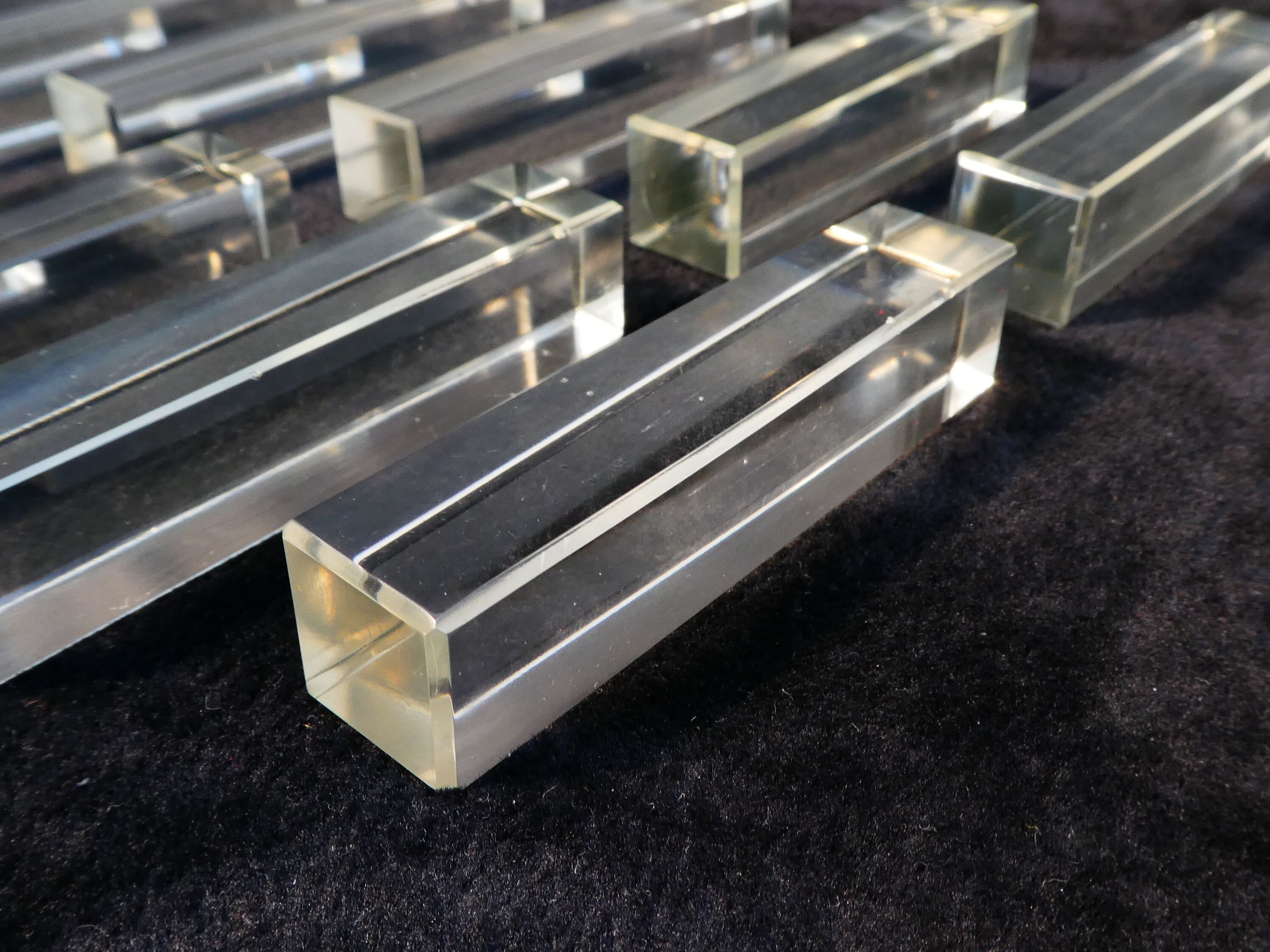 12 Door rectangular vintage glass knives 50s