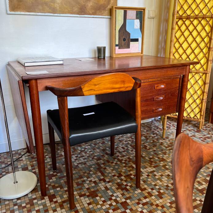Chaise Jacob Hermann en cuir et palissandre