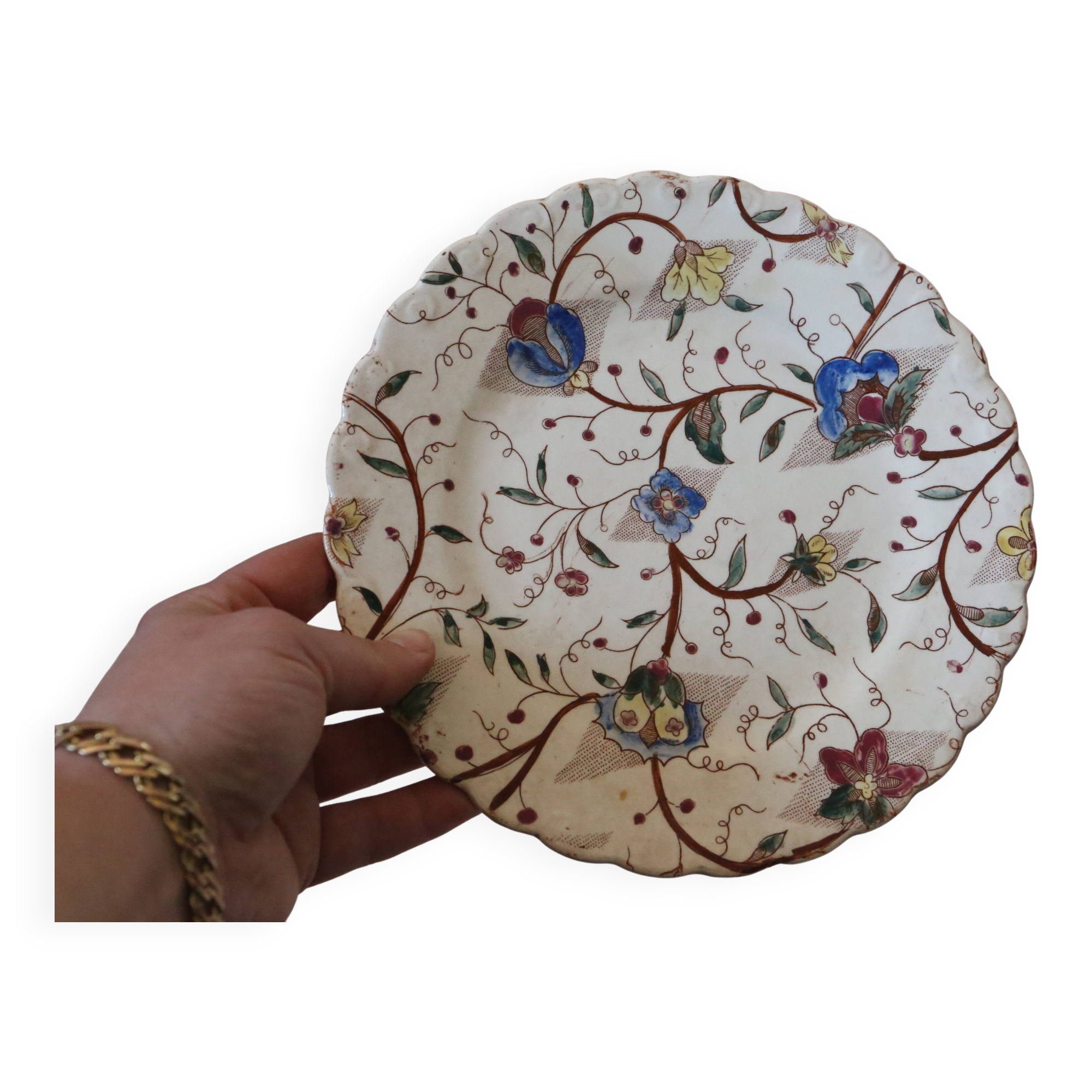 Set of 4 old polychrome plates