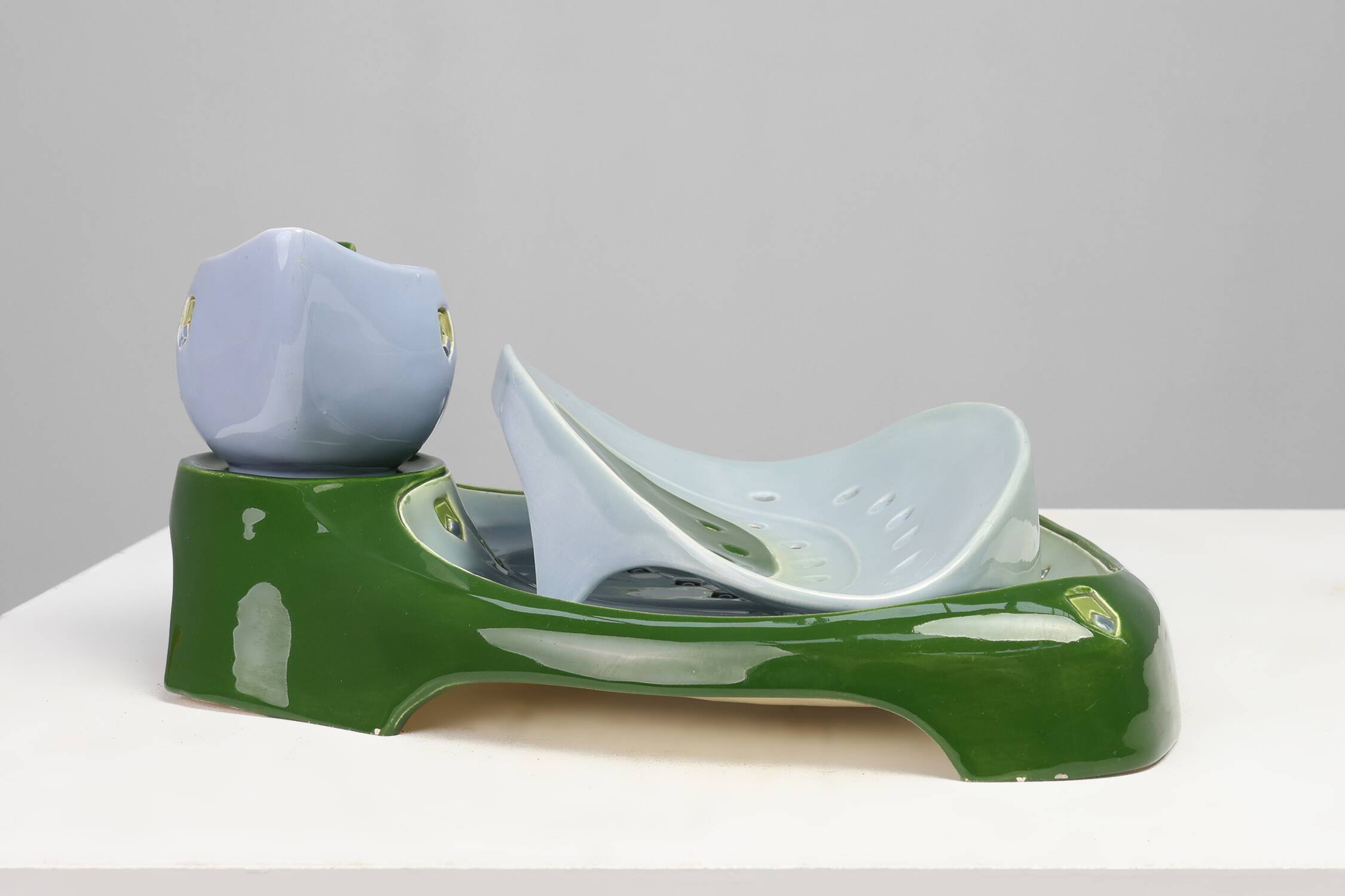 Rare Art Nouveau ceramic 3-piece asparagus set by Julius Dessler, Austria