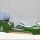 Rare Art Nouveau ceramic 3-piece asparagus set by Julius Dessler, Austria