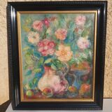 Oil on canvas bouquet of flowers Georges Benoit