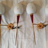Pair of double wall lights Arlus Paris 1960