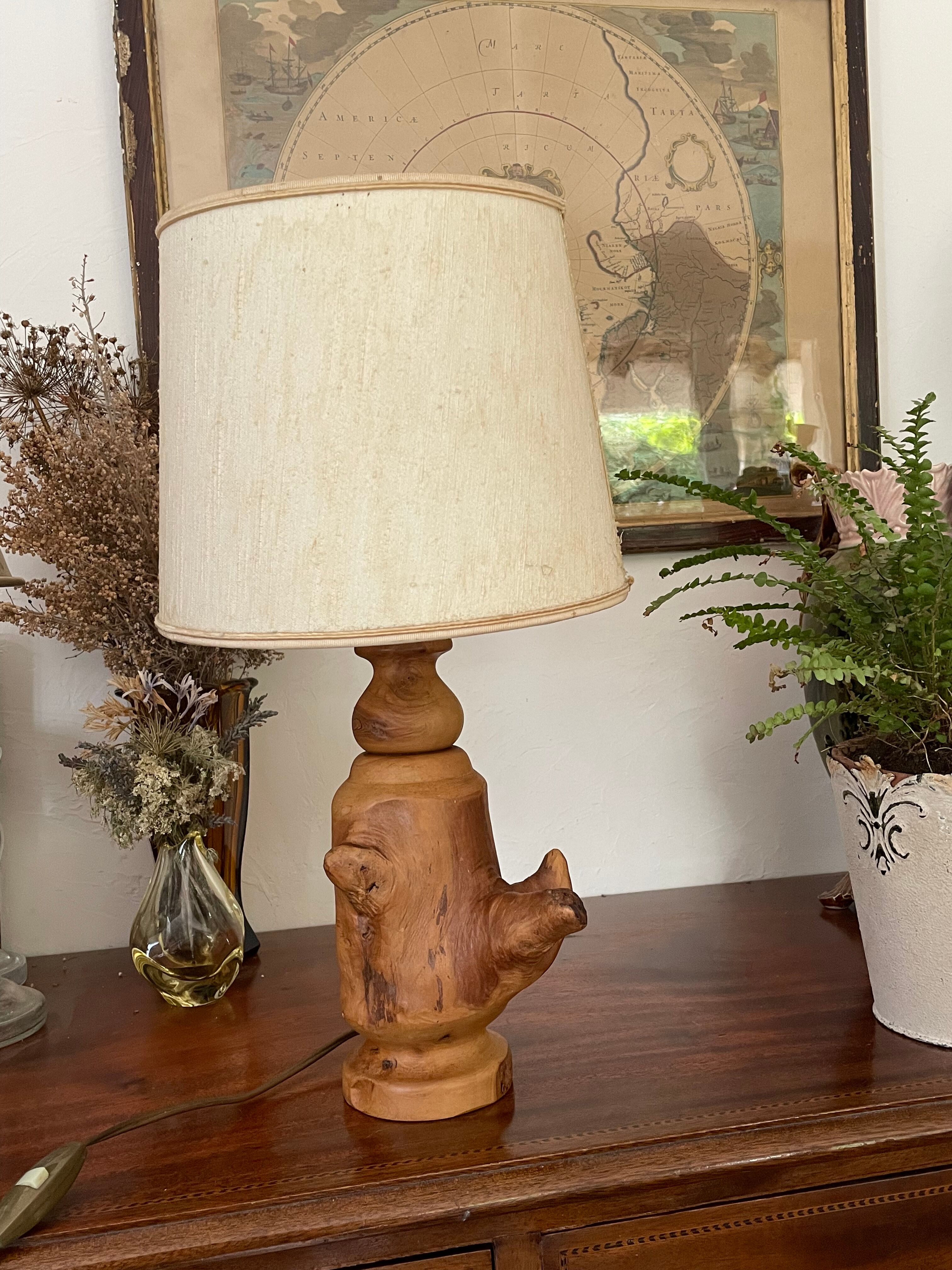 Lamp foot made of vintage olive wood