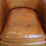 Set of 2 sheepskin leather club chairs