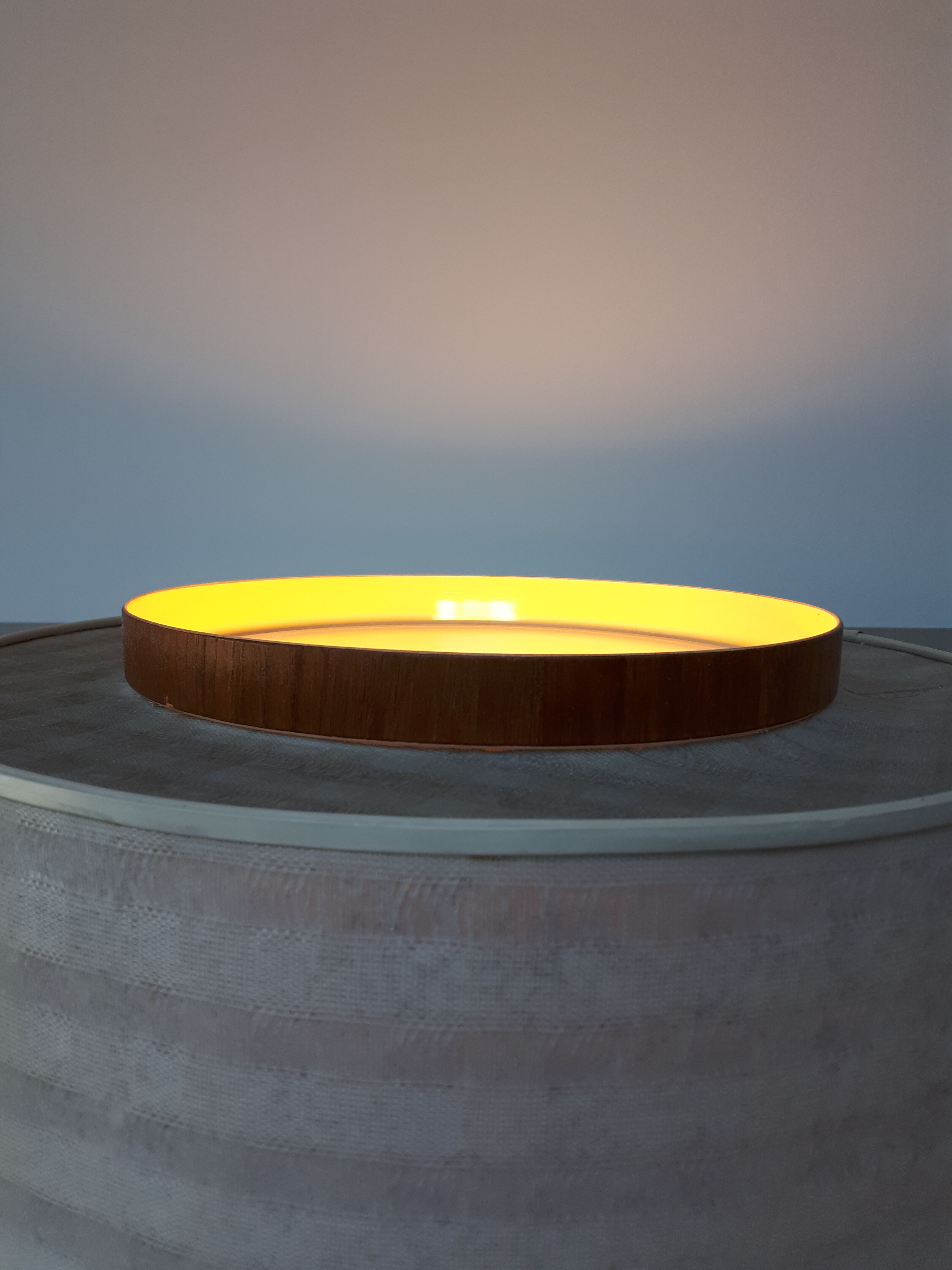 Lampadaire scandinave cuivre et teck
