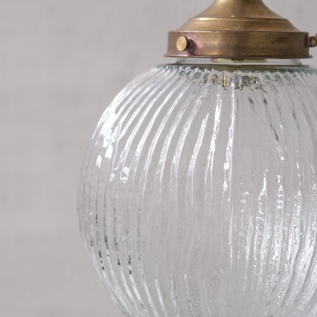 Italian Mid-Century Glass and Brass Pendant Light