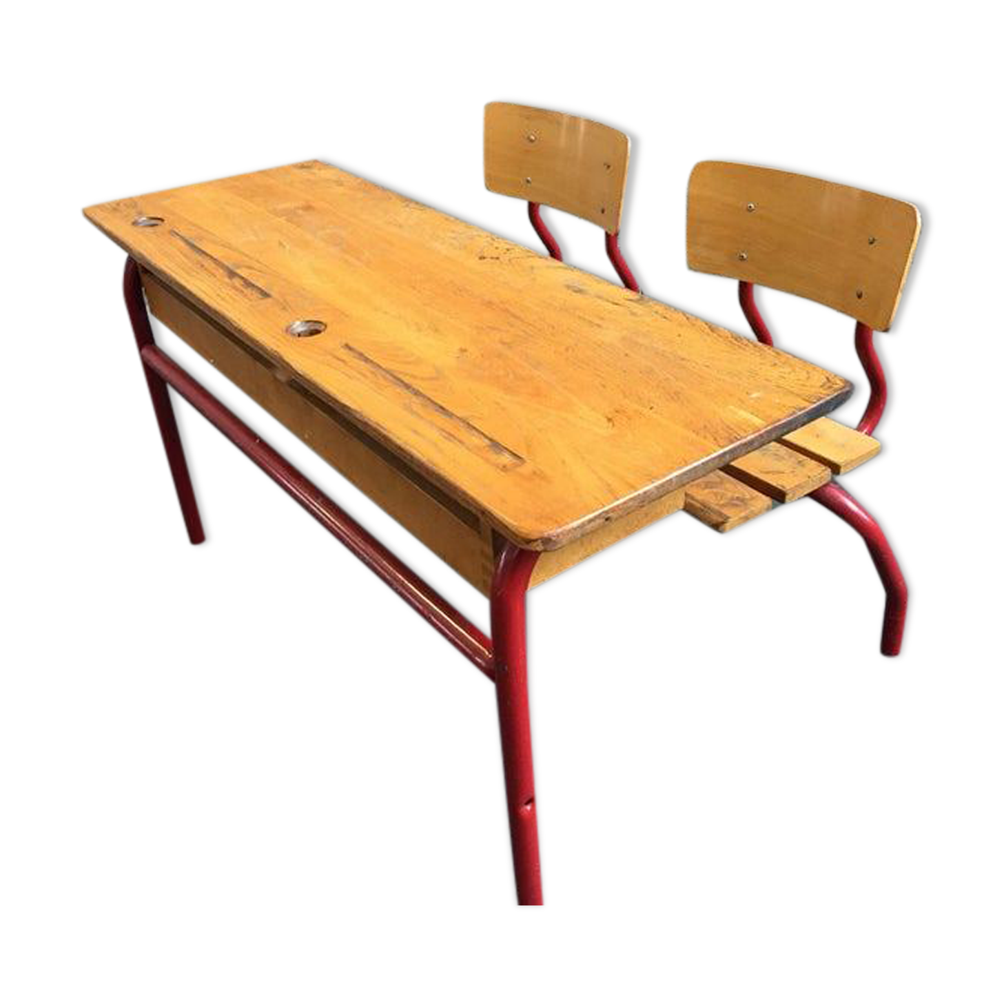 School desk vintage bench