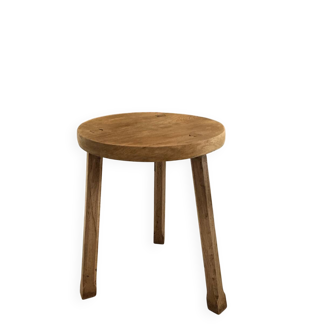 Solid raw wood tripod stool