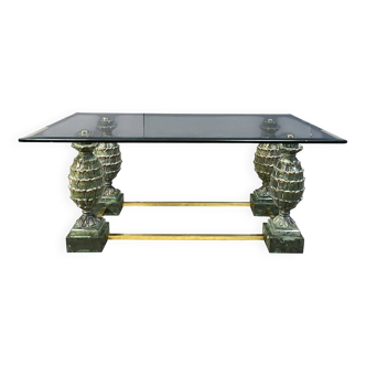 Table basse en laiton en forme de pomme de pin, années 1970