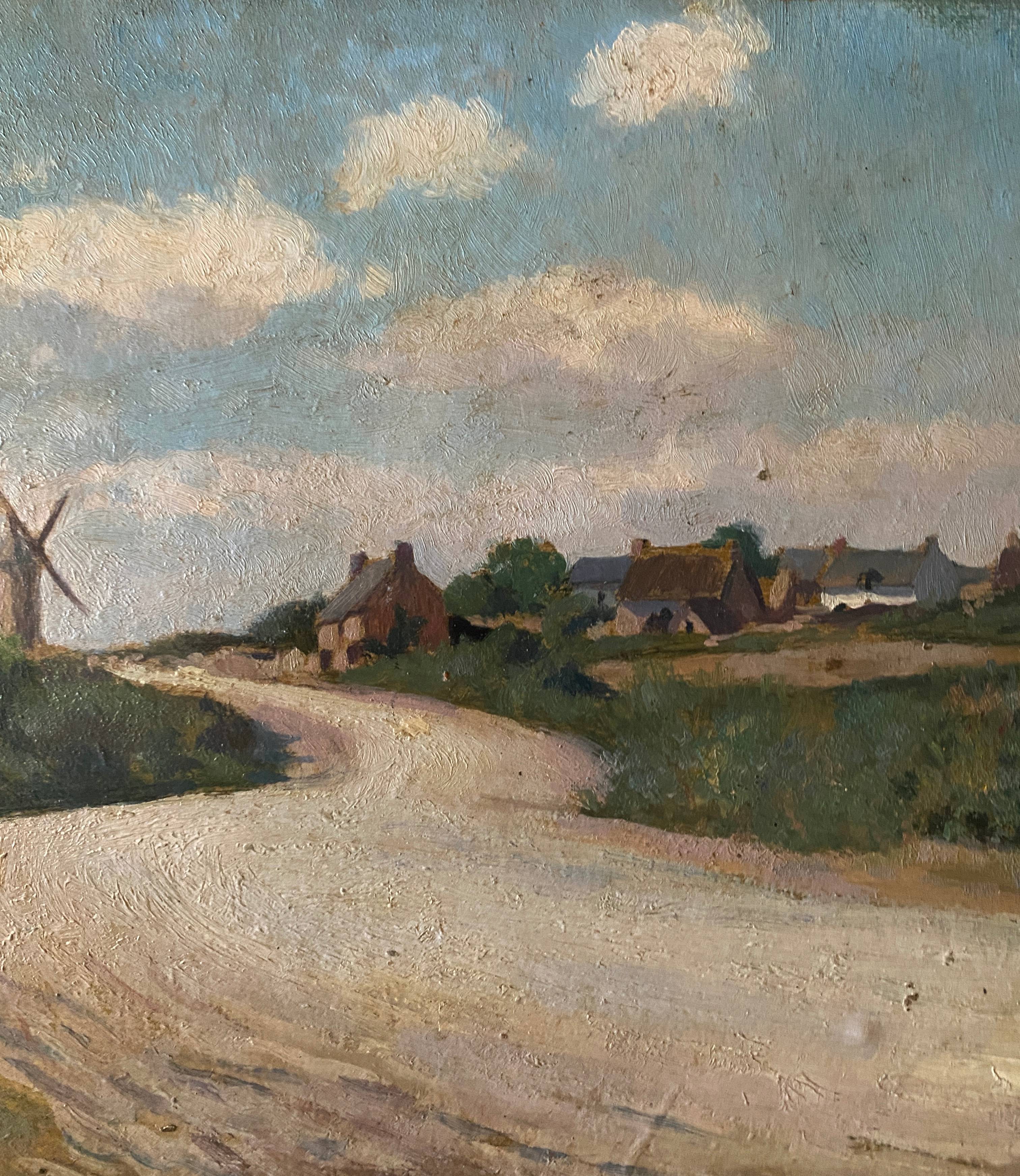Hsp painting jules raymond koenig (1872-1966) "the road from guérande to escoublac"