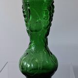 Vintage green glass vase with a fruit design in very good condition.
