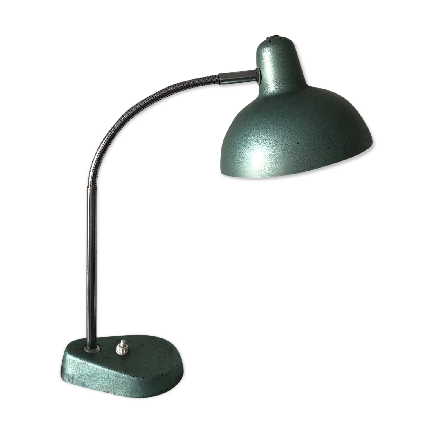 1950 vintage metal green Aluminor desk lamp - 35 cm