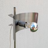 Lampadaire vintage métal brossé – années 70 – style Disderot / Reggian