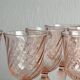 6 liqueur stemmed glasses in twisted pink glass, rosaline.