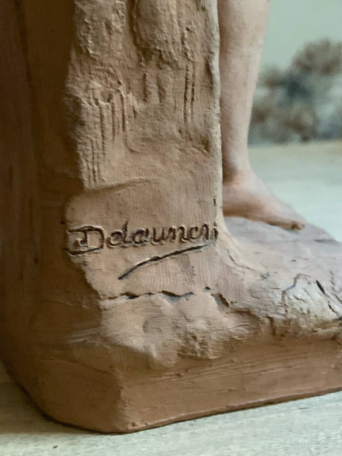 Antique Art Deco sculpture signed Delauner – Terracotta – 26 cm