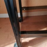 Rolling cabinet with 3 colored glass shelves