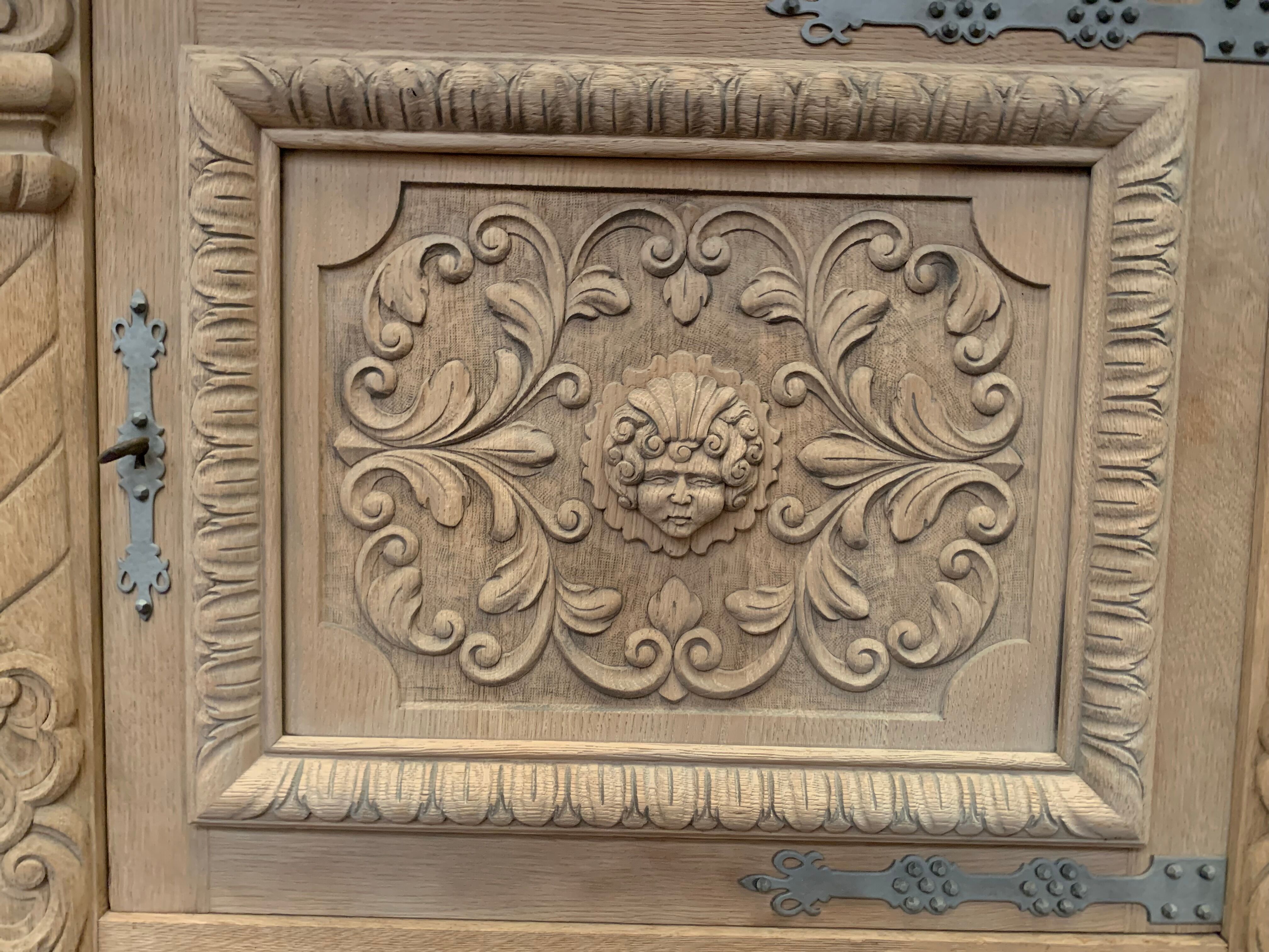 Renaissance style sideboard in solid oak XX century