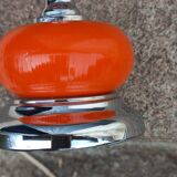 Designer lamp from the 70s in chrome metal and orange lacquered wood