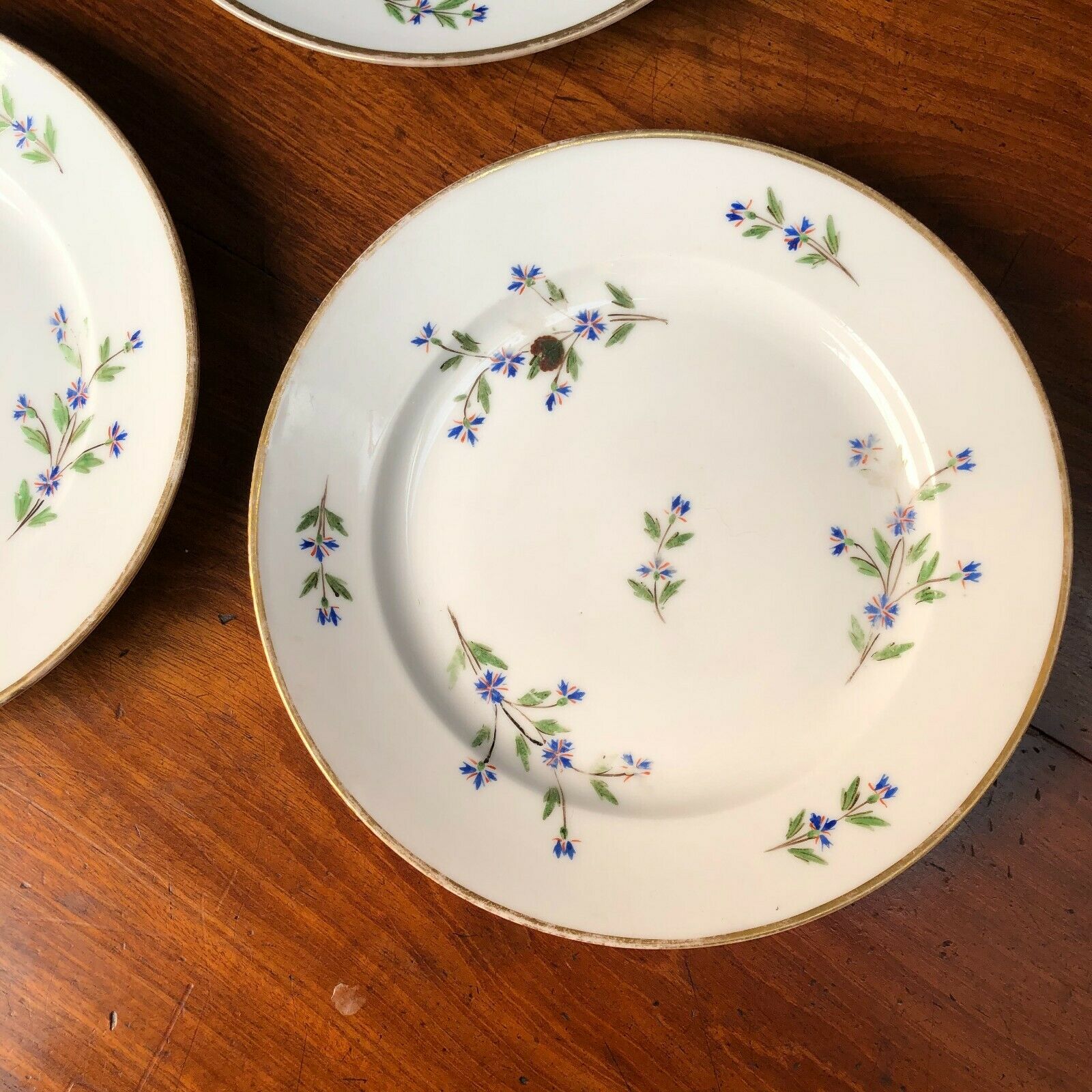 Set of 6 19th century barbeaux plates in Paris porcelain