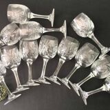 Set of 12 cut crystal wine glasses
