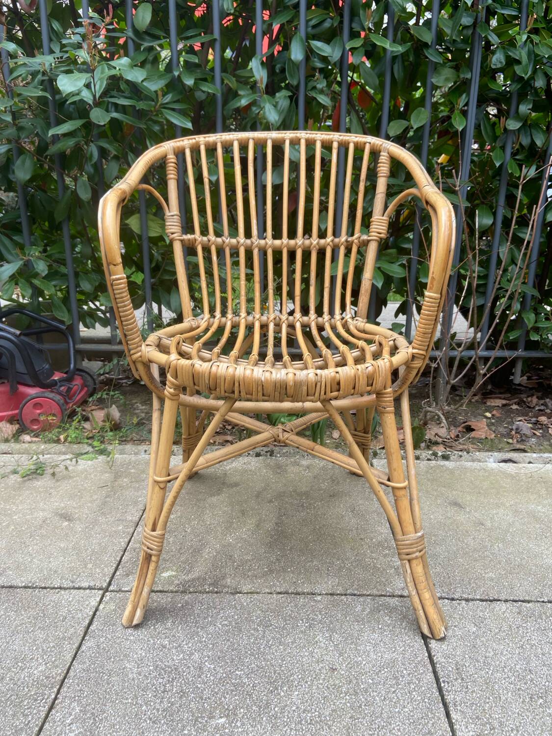 Natural rattan armchair