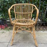 Natural rattan armchair