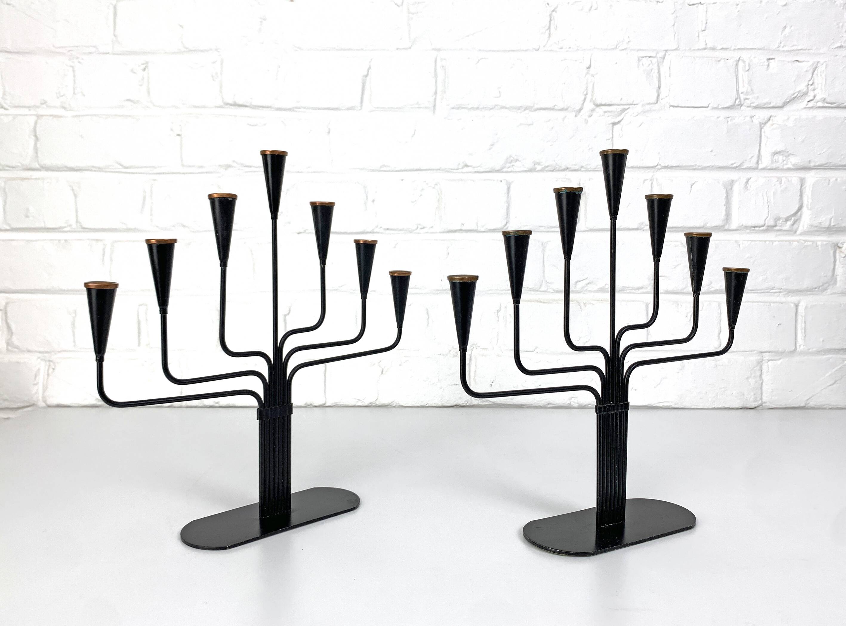 Pair of candelabra by Gunnar Ander for Ystad Metall, Sweden, 1950s.