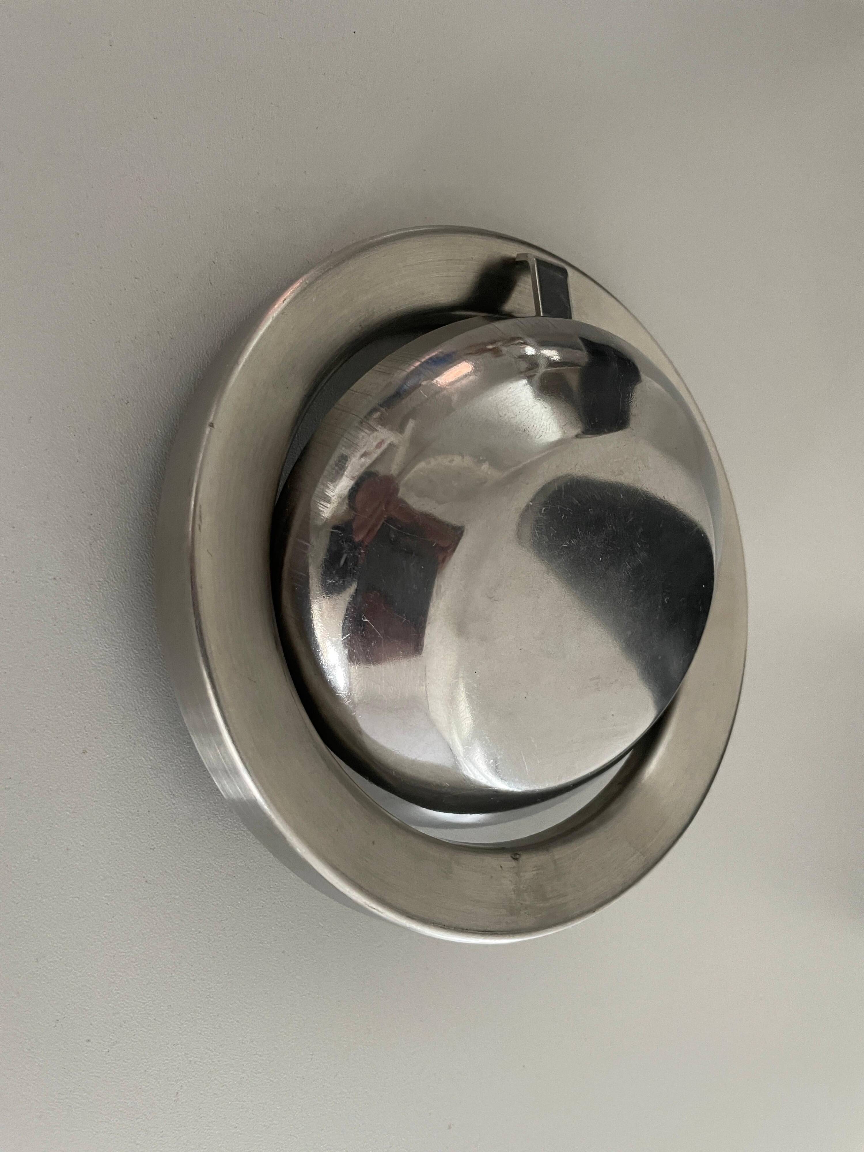 Set of 2 chrome floor ashtrays, 1960s, Germany