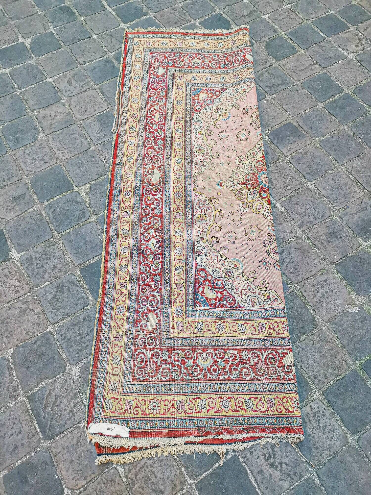 Ancient Persian Oriental rug handmade Tebriz 1.74 x 1.25 m