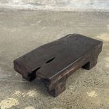 Small stool, black solid teak accent stool wabi-sabi L30 W8.5 H6.