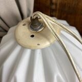 Designer pendant light with geometric opaline glass globe, mid-20th century