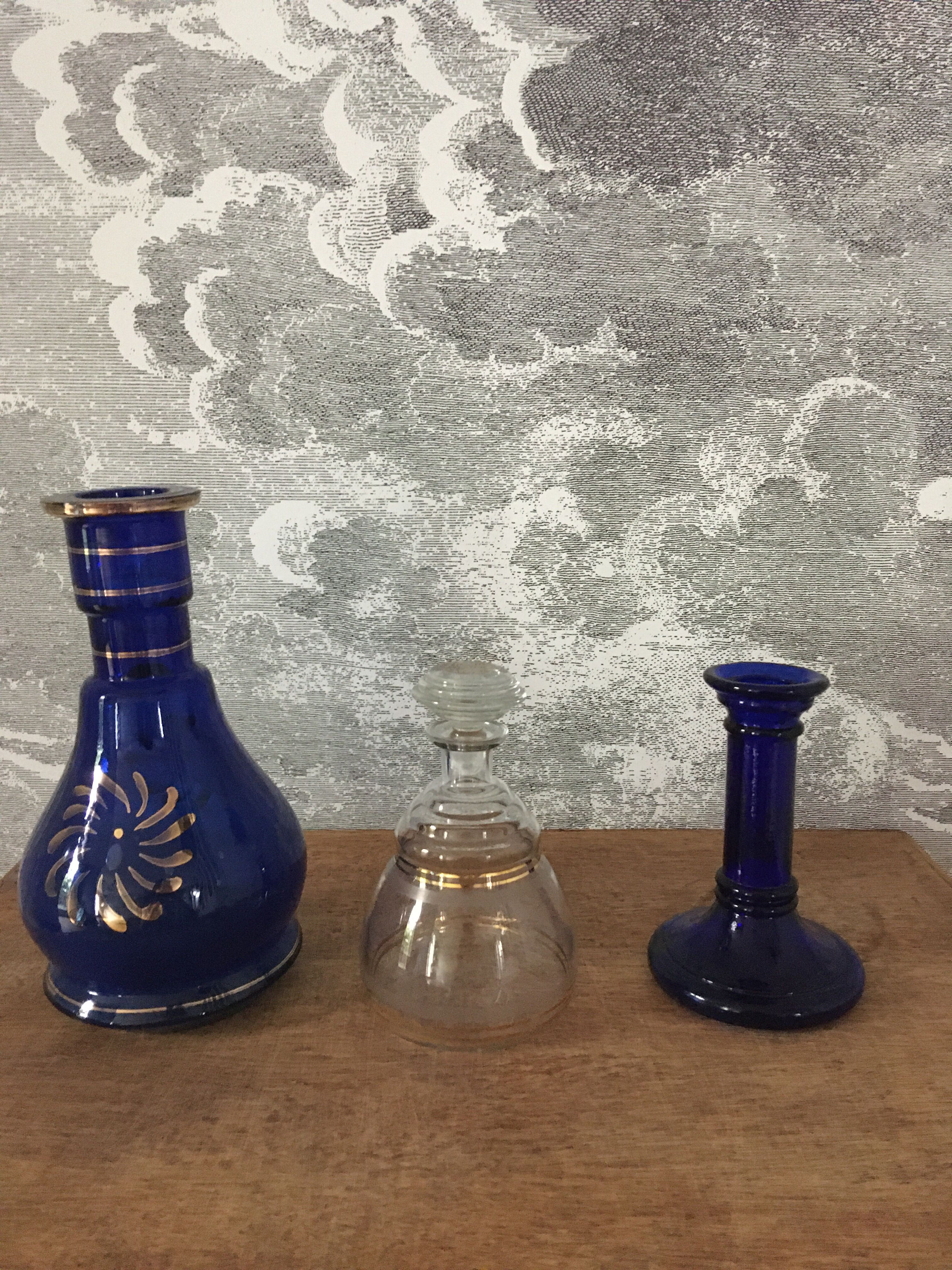 Blue glass candlestick