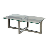 Sculpted Chrome Base Coffee Table with Glass Top
