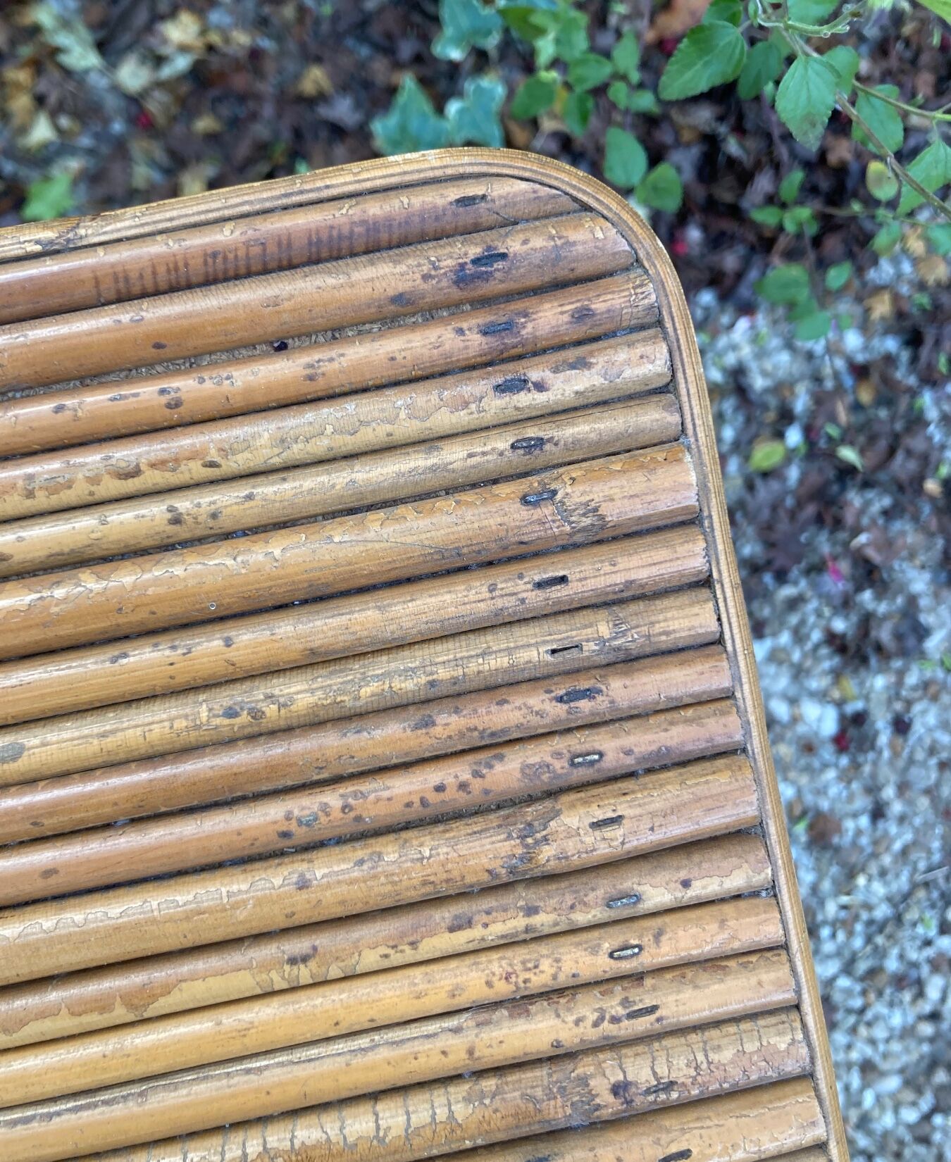 Vintage rattan magazine rack table