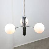 Vintage Italian Chrome and Opaline Chandelier